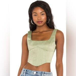 Guizio green satin corset top
